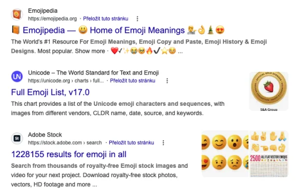 Mají emoji v meta popiscích vliv na prokliky? Odpověď není tak jednoduchá